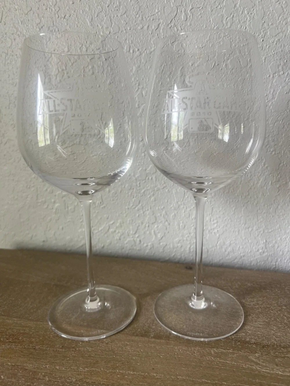 Tiffany & Co RARE 2010 MLB All Star Game Wine Glasses Set of 2 LA Angels EUC